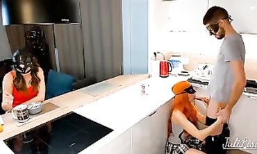 Breakfast Time Threesome - Husband's Wife & Best Friend Share Him