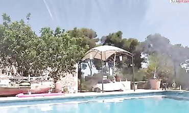 Hot German Blonde Teen Fucked Hard in Public Pool Area