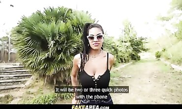 Exotic Beauties - Big Black Boobs Bouncing on White Dick in Public