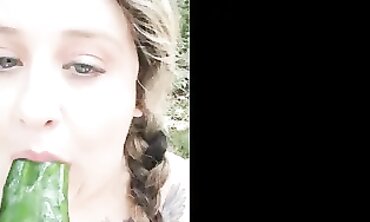 Plus Size Babe Loves Outdoor Adventures - Fitness Guru Plays with Food