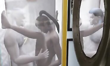 Sexy Babe Plays The 'Sims' - Sexual Roleplay with Two Big Dildoes in HD