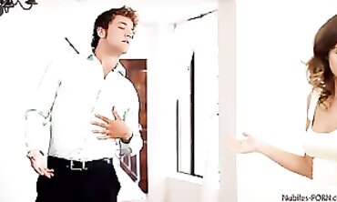 Hot Brunette Babe Gives A Sloppy Blowjob And Rides His Dick Until He Explodes With Pleasure