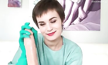 Gloves Off! Hot MILF Gives Sensual Blowjob & Hand Job with Facial Finish