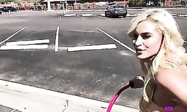Hot Blonde Teen Rides Her Stepbrother's Motorcycle While Showcasing A Huge Dick