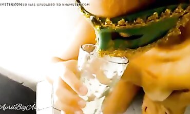 Teen Swallows Piss in Glass - First Time Peer Pressure Experiment with April BigAss