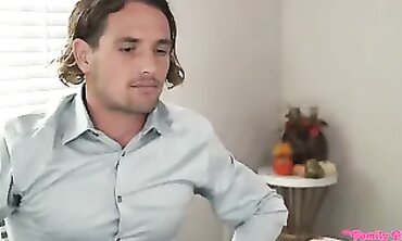 Thanksgiving Special! Hot Stepson's Jerks Off While Auntie Watches