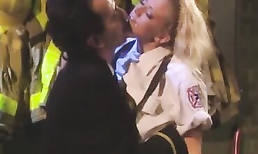 Hot Blonde MILF Jennifer Lawrence Fucks Fireman in His Station - POV