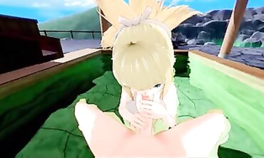 Plunging Into Pleasure: Anime Girl's Bath Time Fantasy With Huge Load