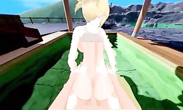 Plunging Into Pleasure: Anime Girl's Bath Time Fantasy With Huge Load